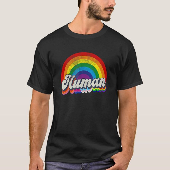 Human LGBT Flag Gay Pride Month Transgender Rainbo T-Shirt (Vorderseite)