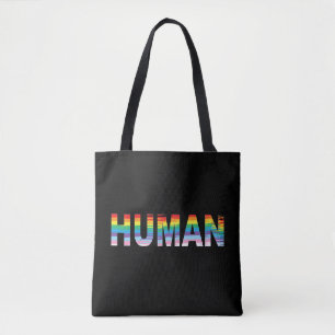 HUMAN LGBTQIA Regenbogenflagge, Pride Trendy Tote