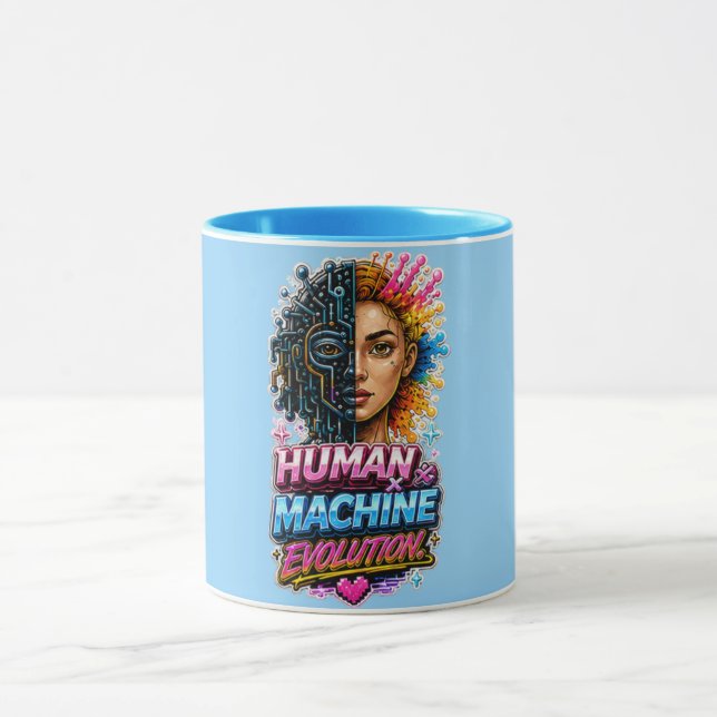 Human Machine Evolution AI Kunst Tasse (Zentrum)