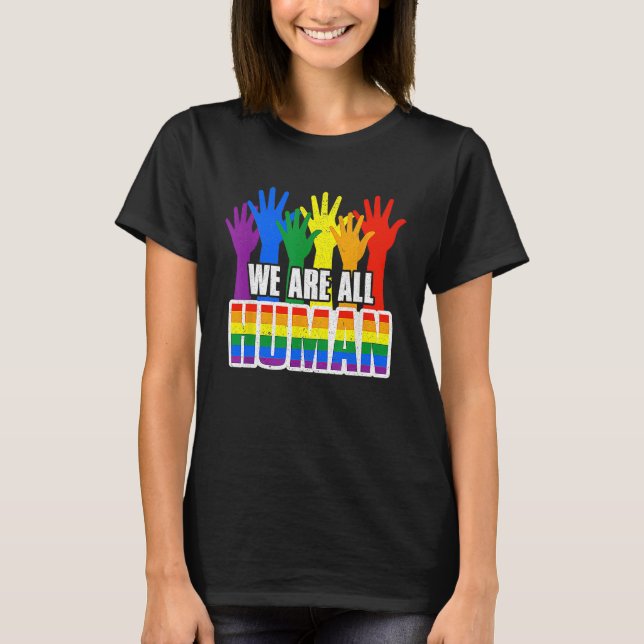 Human Pride Month Rainbow LGBT Flag Lesbian Trans  T-Shirt (Vorderseite)