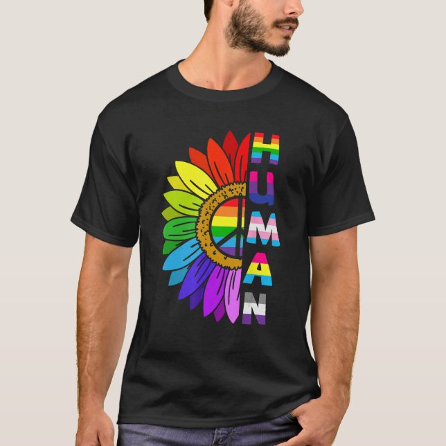 HUMAN Rainbow LGBT Flag Gay Pride Month Lesbian 8 T-Shirt (Vorderseite)