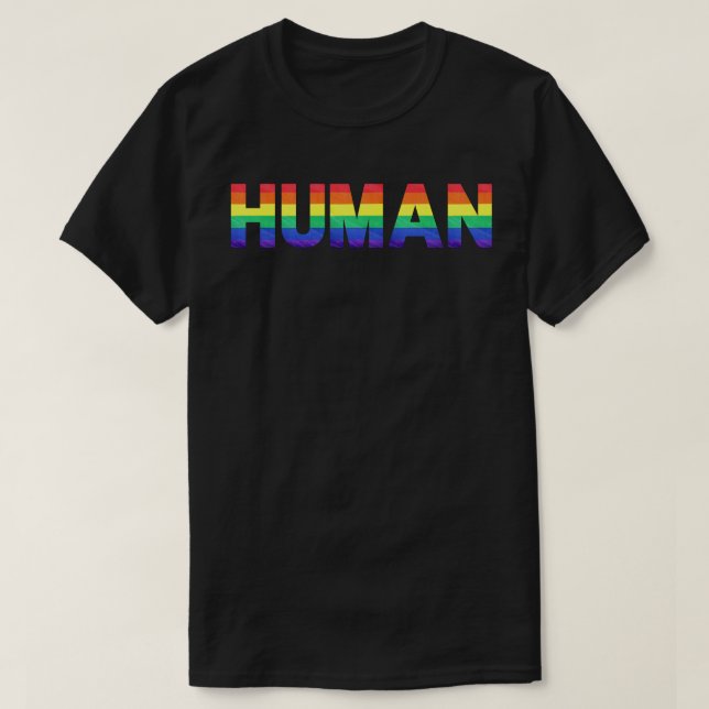 HUMAN-Regenbogenflagge (LGBT) T-Shirt (Design vorne)