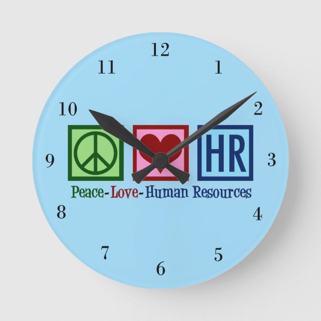 Human Resources Peace Liebe Personalabteilung Runde Wanduhr (Vorderseite)