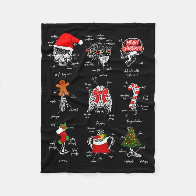 Human Skeleton Anatomy Christmas Medical Student X Fleecedecke (Vorderseite)