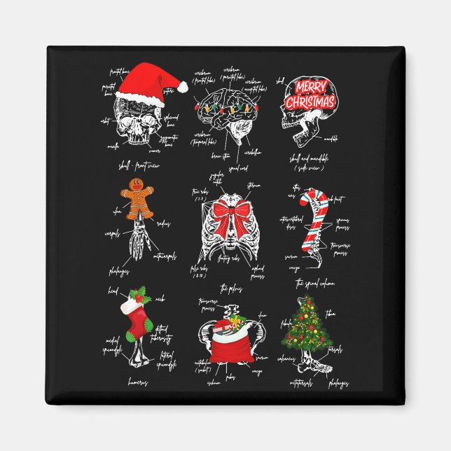 Human Skeleton Anatomy Christmas Medical Student X Magnet (Vorne)