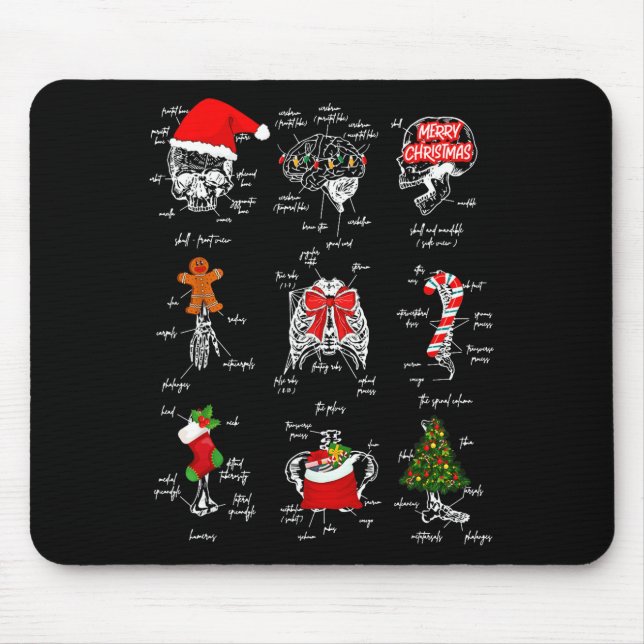 Human Skeleton Anatomy Christmas Medical Student X Mousepad (Vorne)