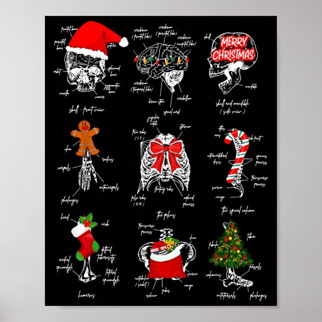 Human Skeleton Anatomy Christmas Medical Student X Poster (Vorne)