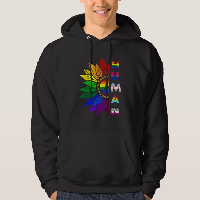 Human Sunflower Rainbow LGBT Flag Gay Pride Suppor Hoodie (Vorderseite)