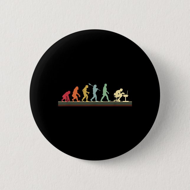 Humanevolution in einen Computerfreak Lustige Graf Button (Vorderseite)