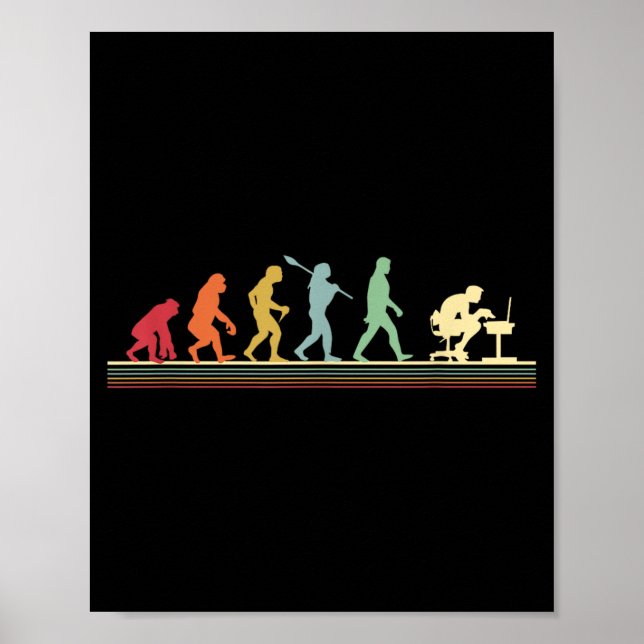 Humanevolution in einen Computerfreak Lustige Graf Poster (Vorne)