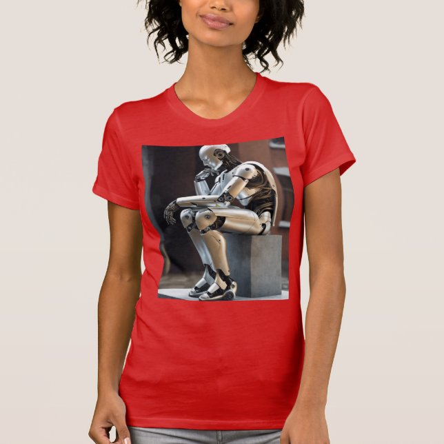 Humanoider Roboter in exakter Position T-Shirt (Vorderseite)