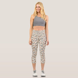 Humans Pattern Capri Leggings
