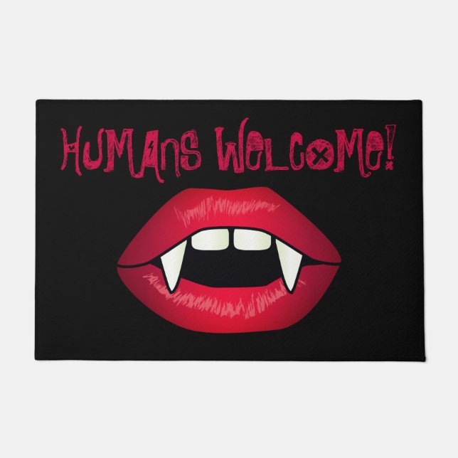 Humans Welcome Vampire Lips Halloween Horror Show Fußmatte (Vorderseite)