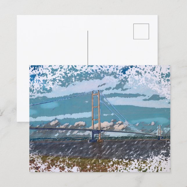 Humber Bridge Impressionistische Landschaft Postkarte (Vorne/Hinten)