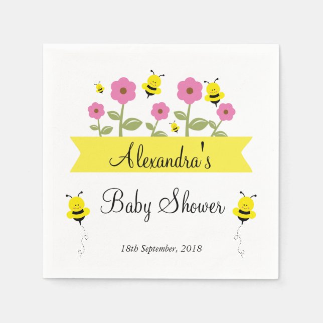 Humble Bee Baby Dusche Napkins Serviette (Vorderseite)