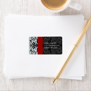 Humble Bee Damask Address Labels Red Trim Adressaufkleber