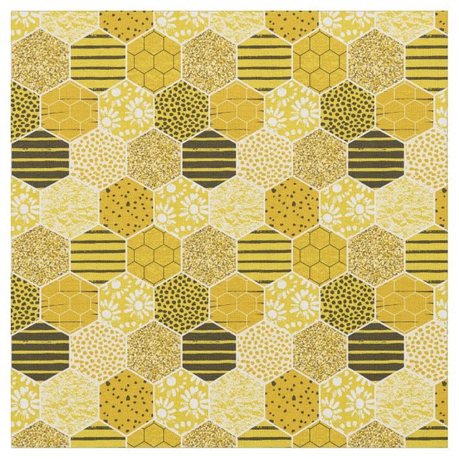 Humble Bee Honey Pattern Stoff (Nahaufnahme)