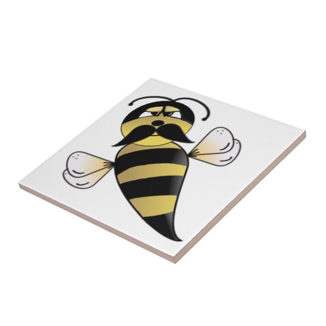 Humble Bee mit Mustache Fliese (Seite)