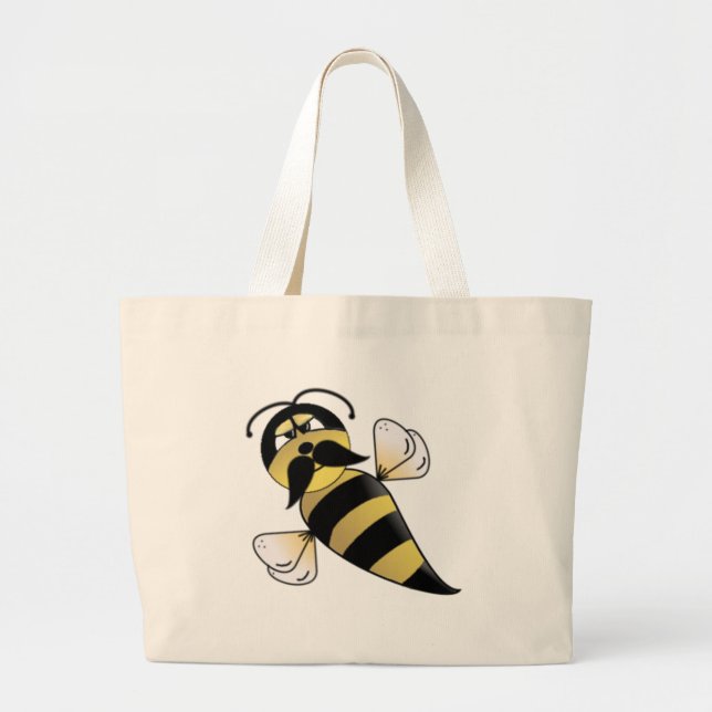 Humble Bee mit Mustache Jumbo Stoffbeutel (Vorne)