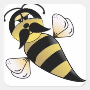 Humble Bee mit Mustache Quadratischer Aufkleber