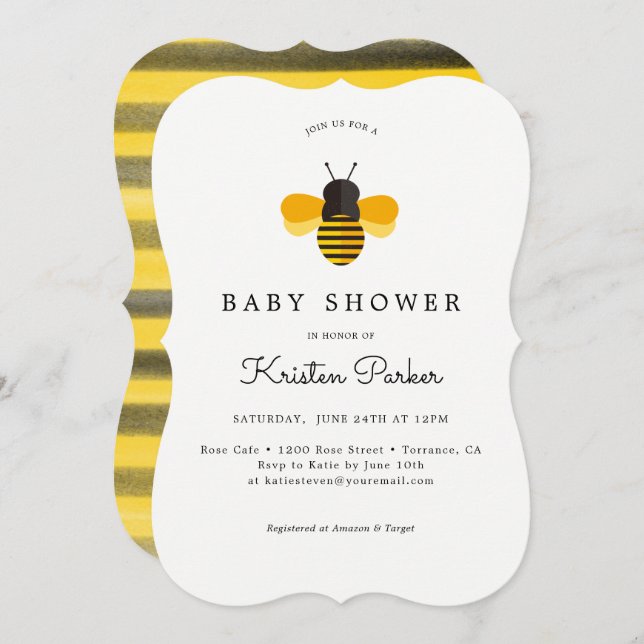 Humble Bee Theme Baby Shower Einladungskarten (Vorne/Hinten)