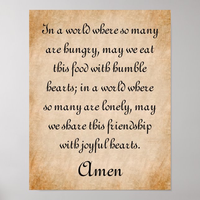 Humble Hearts Mealtime Gebet Poster (Vorne)