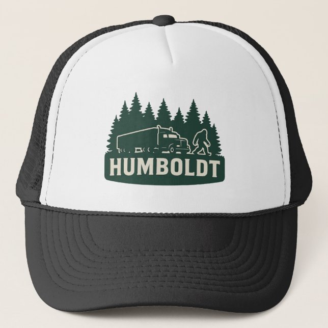 Humboldt Bigfoot Semi-Truck & Forest Silhouette  Truckerkappe (Vorderseite)