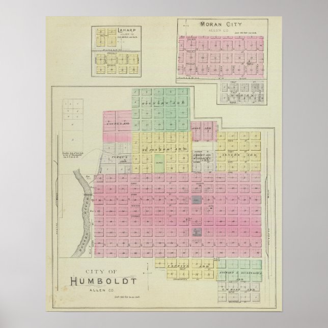 Humboldt, Moran City und Laharp, Kansas Poster (Vorne)
