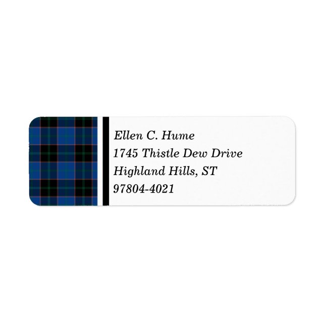 Hume Clan Royal Blue und Black Scottish Tartan (Vorne)