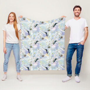 Humingvogel und weiße Blume Fleecedecke