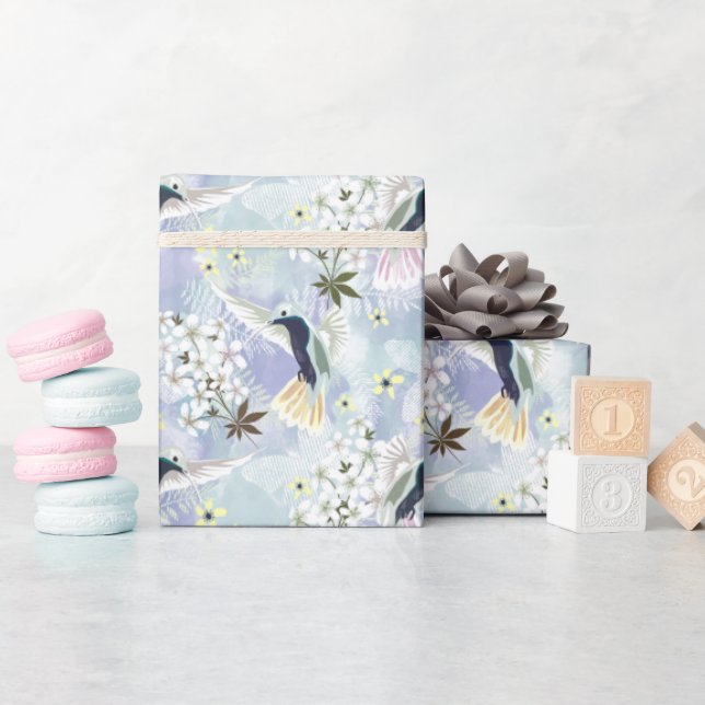Humingvogel und weiße Blume Geschenkpapier (Babyparty)