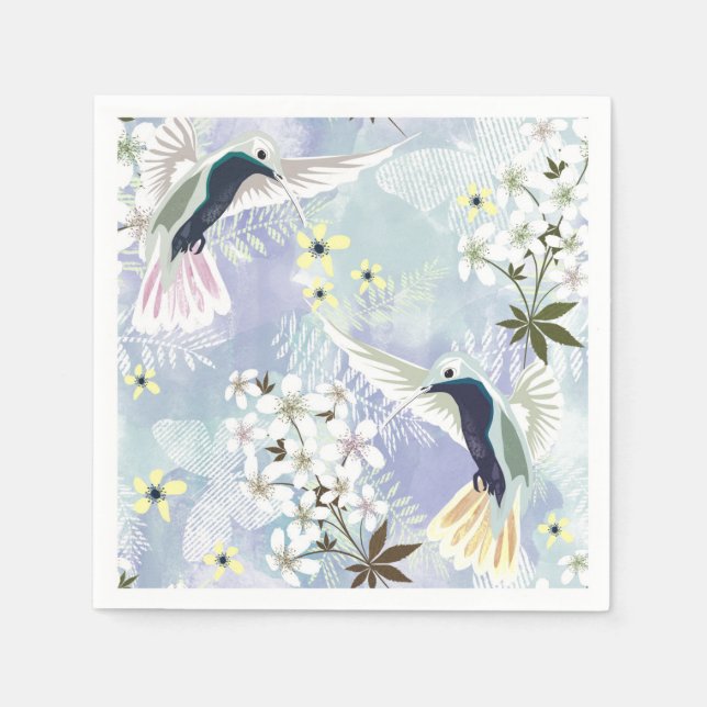 Humingvogel und weiße Blume Serviette (Vorderseite)