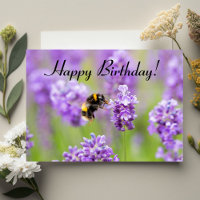 Hummel auf der Lavendel Happy Geburtstagskarte