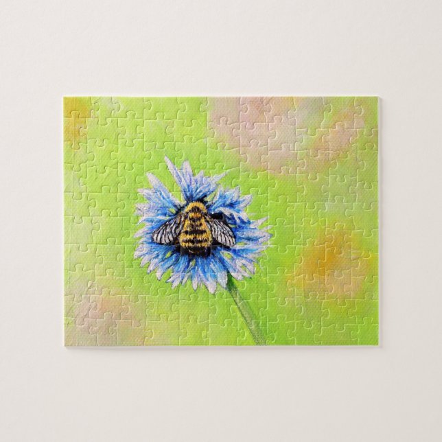Hummel auf einer Blume Malerei Puzzle (Horizontal)