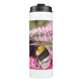 Hummel auf rosa Blüten Thermosbecher