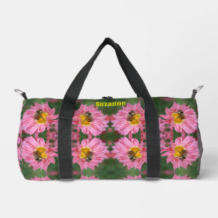 Hummel auf rosa Daisy Blume Personalisiert Duffle Bag