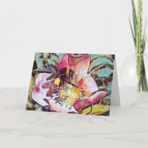 Hummel auf Rosenöl-Gemälde-Geburtstagskarte Karte