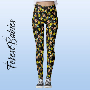 Hummel Bee 🐝 gelbe Daisy, Honey Black Floral Leggings