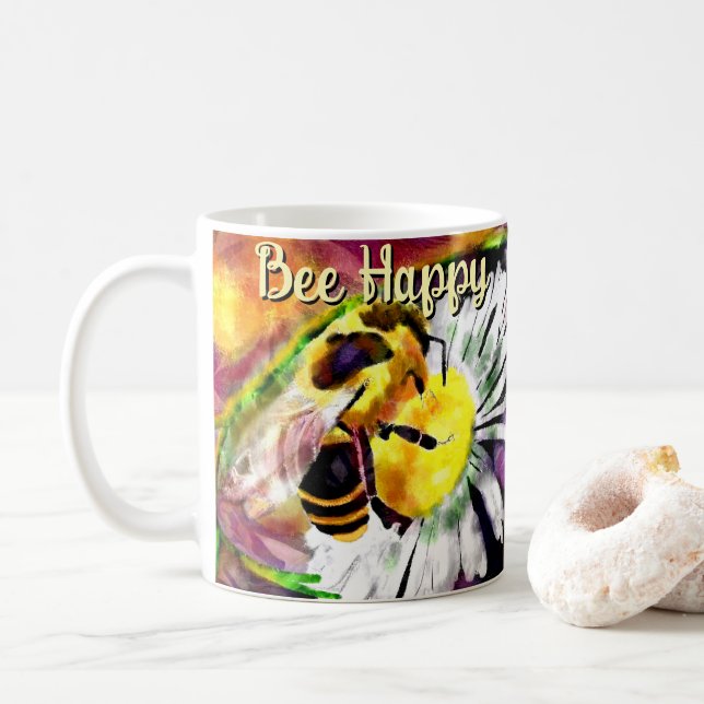 Hummel Bee Happy Daisy Blume Floral Watercolor Kaffeetasse (Mit Donut)