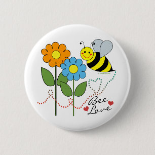 Hummel Biene mit Blume Bier Liebe Button