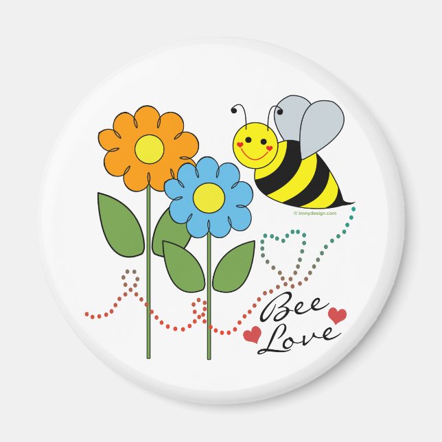Hummel Biene mit Blume Bier Liebe Magnet (Vorne)