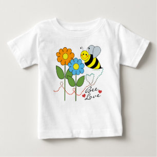 Hummel-Biene mit Blumen-Bienen-Liebe Baby T-shirt