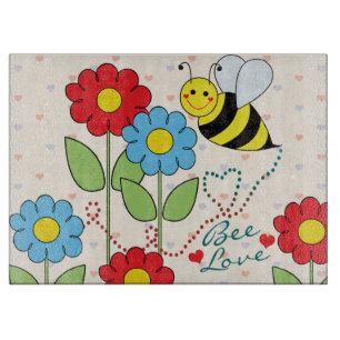 Hummel-Biene mit Blumen-Bienen-Liebe Schneidebrett
