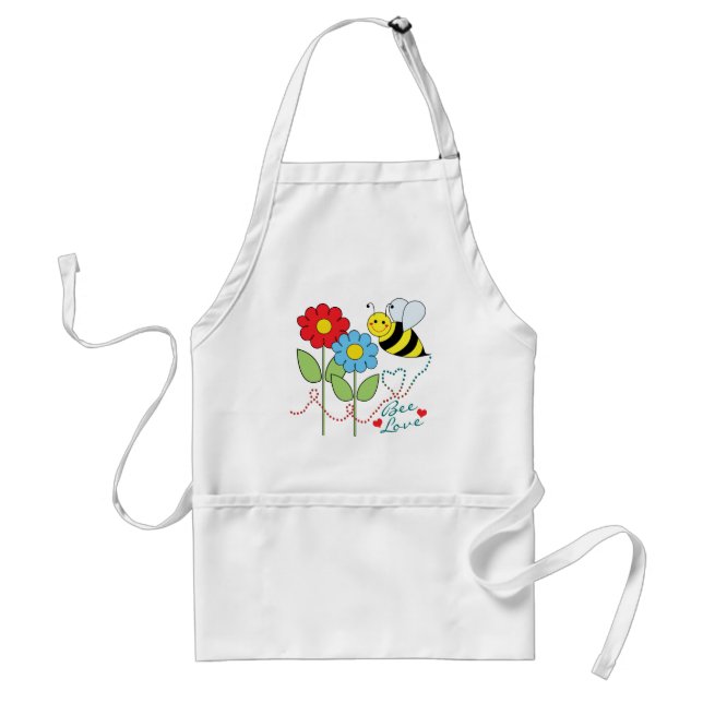 Hummel-Biene mit Blumen-Bienen-Liebe Schürze (Vorne)
