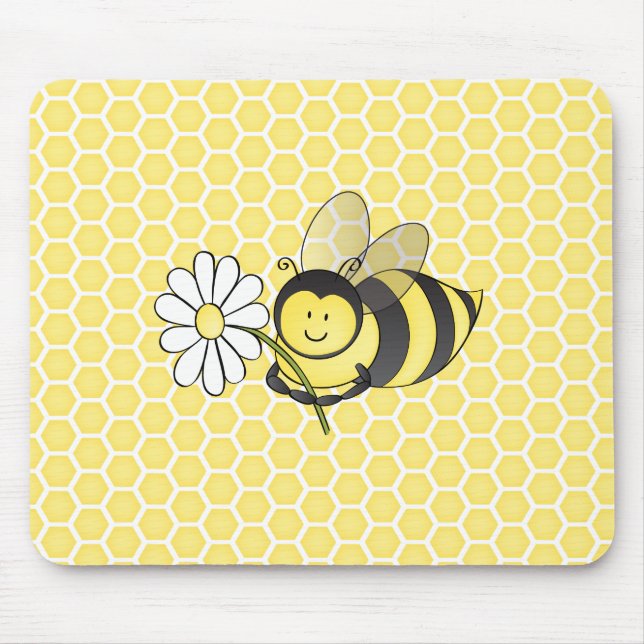 Hummel-Biene mit Gänseblümchen Mousepad (Vorne)