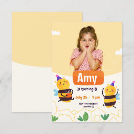 Hummel Biene Modernes Foto Geburtstag Einladung