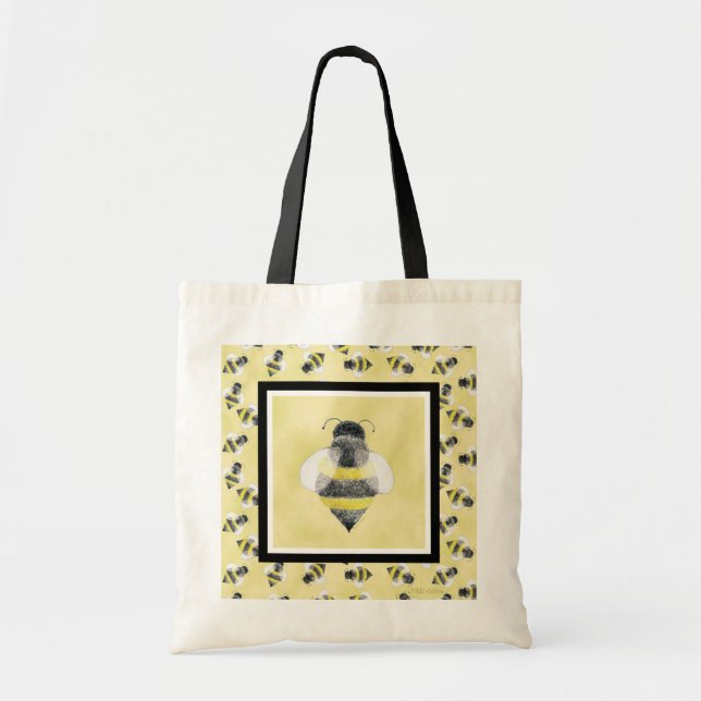 Hummel-Bienen-Illustrations-Tasche Tragetasche (Vorne)
