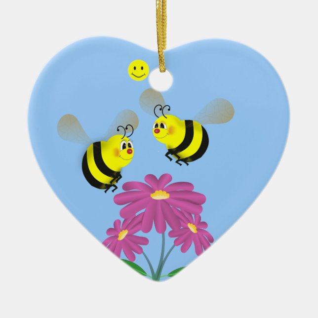 Hummel-Bienen in der Liebe - Verzierung Keramik Ornament (Vorne)
