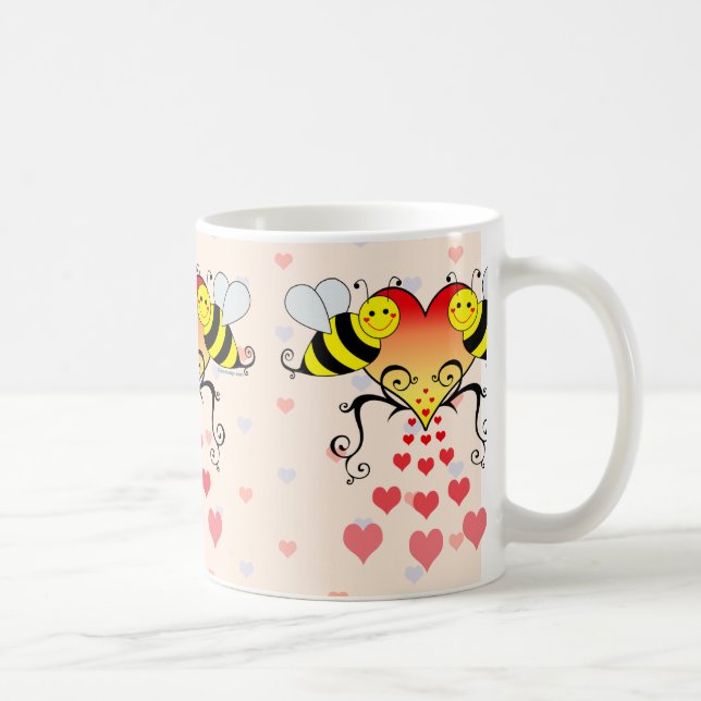 Hummel-Bienen mit Herz-Entwurf Tasse (Rechts)