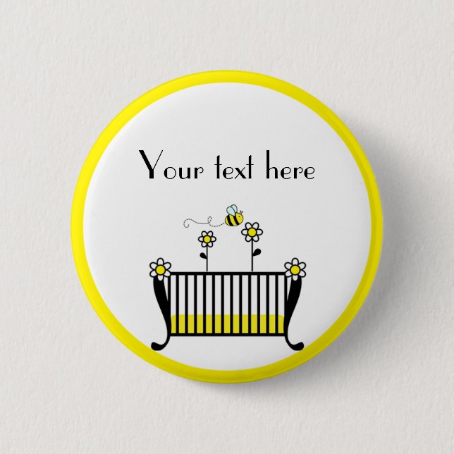 Hummel-Bienen-Polka-Punkt-Baby-Dusche Button (Vorderseite)